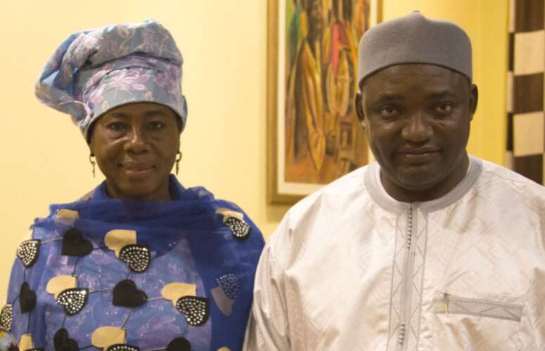 Gambia President Adama Barrow (right) and Isatou Touray. Photo: Flickr
