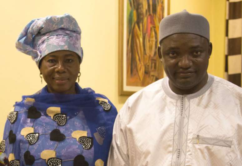 Gambia President Adama Barrow (right) and Isatou Touray. Photo: Flickr