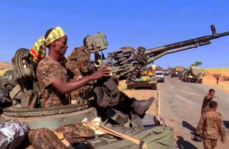 Ethiopian troops in the Tigray region
