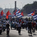 People protesting in Havana, Cuba