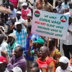 Nigerian union members protest over possible minimum wage change