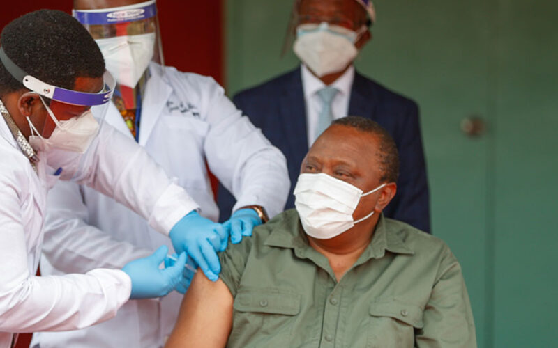 Kenya’s President Uhuru Kenyatta getting vaccinated