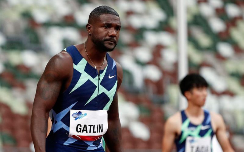 Olympics-Gatlin wins at Tokyo Olympic Stadium test event