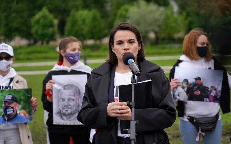 Belarus opposition leader hails world support after journalist arrest