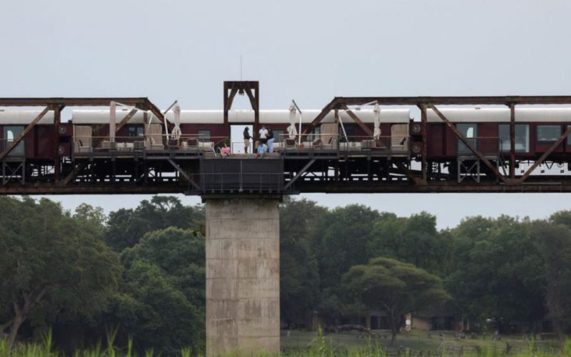 Suspended over a wildlife river, South African hotel train defies lockdown odds