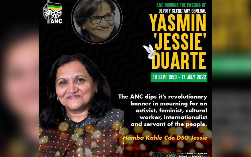 Tributes  for late ANC leader Jessie Duarte