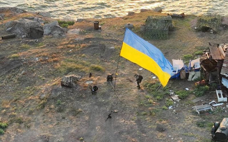 Ukraine raises flag on recaptured island, loses key supporter in UK’s Johnson