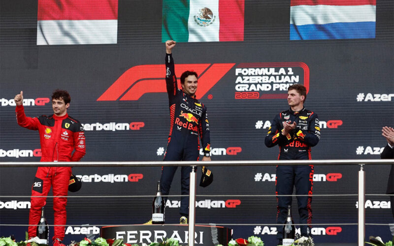 Double delight for triumphant Perez in Baku