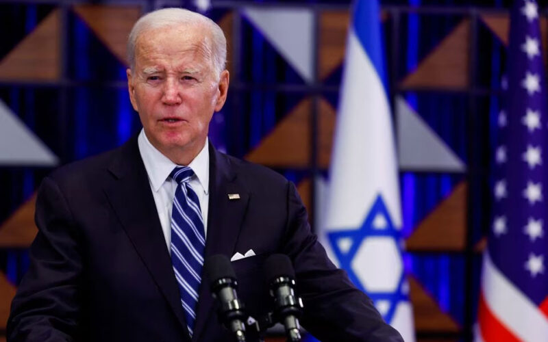 Biden offers Israelis support, Palestinians aid in Tel Aviv