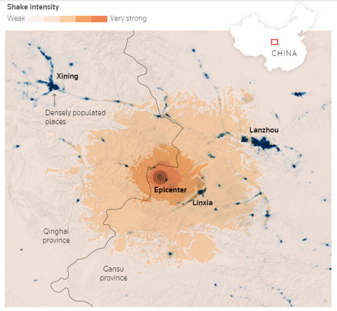 China Earthquake Shake intensity map