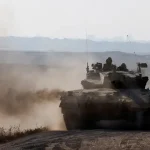 Israeli tank maneuvers near Israels border with Gaza