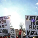 Protesters gather for a rally to call for justice for Elijah McClain