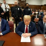 Donald Trump attends trial at Manhattan Criminal Court