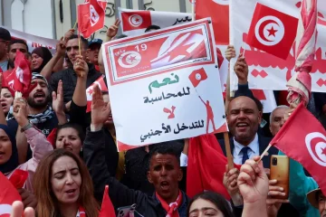 Hundreds of Tunisian president’s supporters protest against ‘foreign interference’