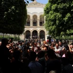 Tunisia-Journalists protest outside the Palace of Justice
