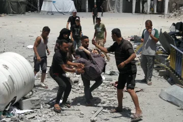 Israeli airstrike kills eight at Gaza aid centre, witnesses say