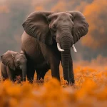 Elelphant with calf