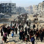 Palestinians leaving Gaza