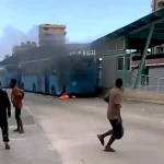 Tanzania_protests_burning bus