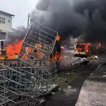 East London_protests_vehicles burning