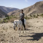 young Palestinian rides a donkey